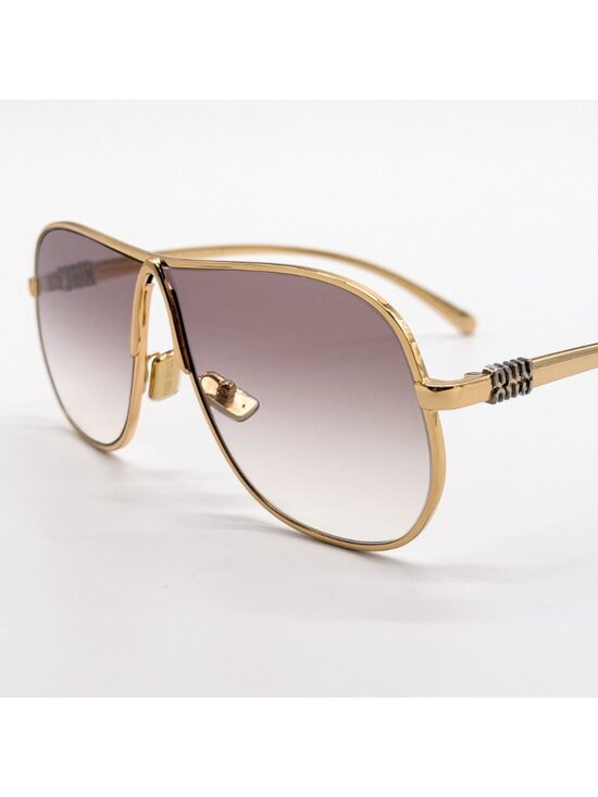 New Miu Miu MU A56S Oversized Gold Brown Sunglasses MUA56S 5AK90L main image 8